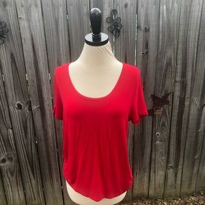 Red shirt great for under a cardigan.